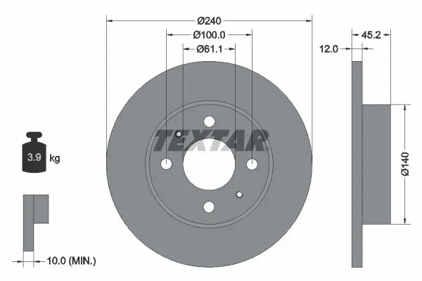 Handler.Part Brake disc TEXTAR 92051800 1