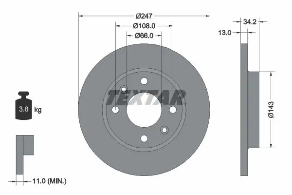 Handler.Part Brake disc TEXTAR 92092803 1