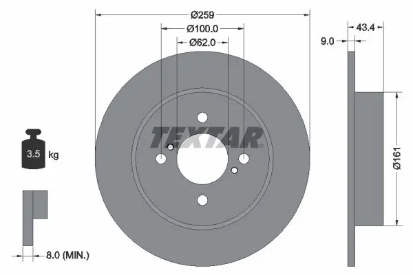 Handler.Part Brake disc TEXTAR 92242303 1