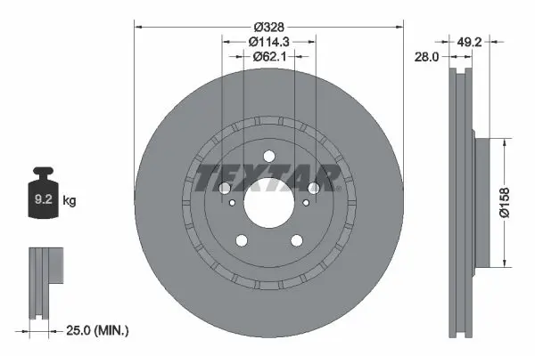 Handler.Part Brake disc TEXTAR 92259403 1