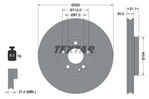 Handler.Part Brake disc TEXTAR 92258003 1