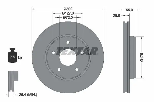 Handler.Part Brake disc TEXTAR 92253303 1