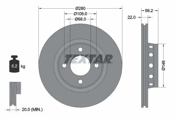 Handler.Part Brake disc TEXTAR 92060600 1