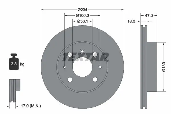 Handler.Part Brake disc TEXTAR 92076900 1