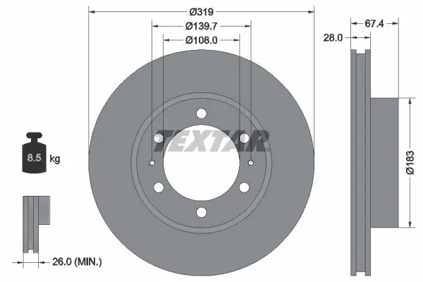 Handler.Part Brake disc TEXTAR 92274903 1