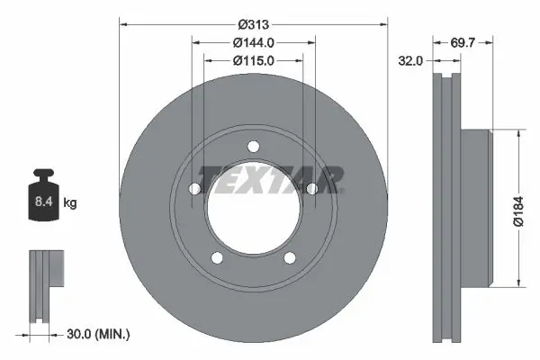 Handler.Part Brake disc TEXTAR 92108103 1