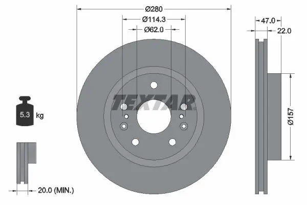 Handler.Part Brake disc TEXTAR 92268303 1