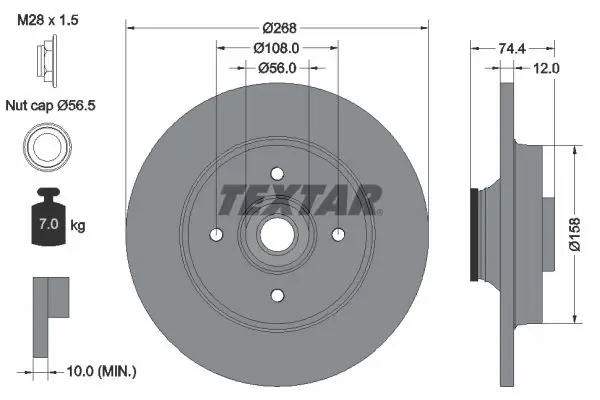 Handler.Part Brake disc TEXTAR 92168703 1