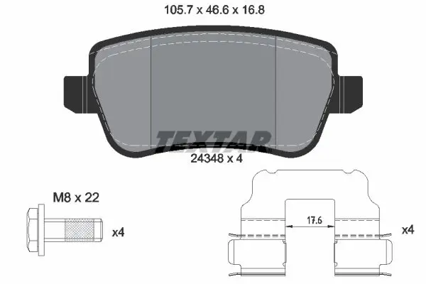 Handler.Part Brake pad set, disc brake TEXTAR 2434801 1