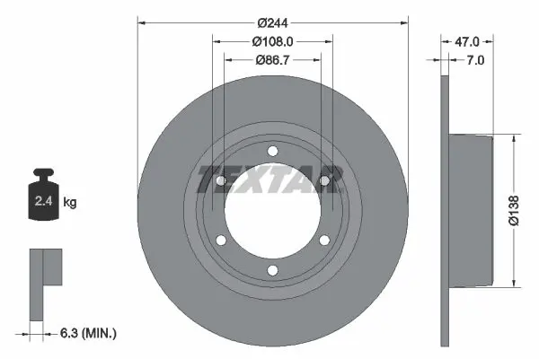 Handler.Part Brake disc TEXTAR 92014400 1