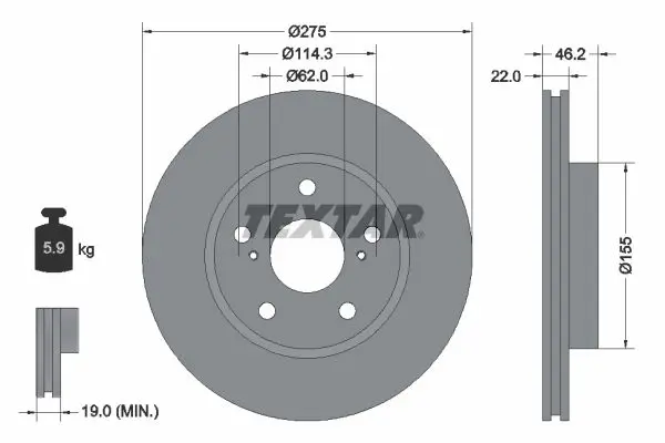 Handler.Part Brake disc TEXTAR 92163803 1