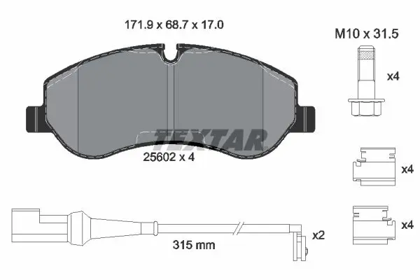 Handler.Part Brake pad set, disc brake TEXTAR 2560201 1