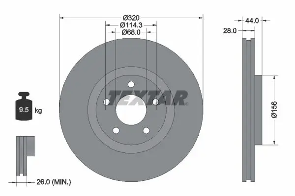 Handler.Part Brake disc TEXTAR 92222000 1