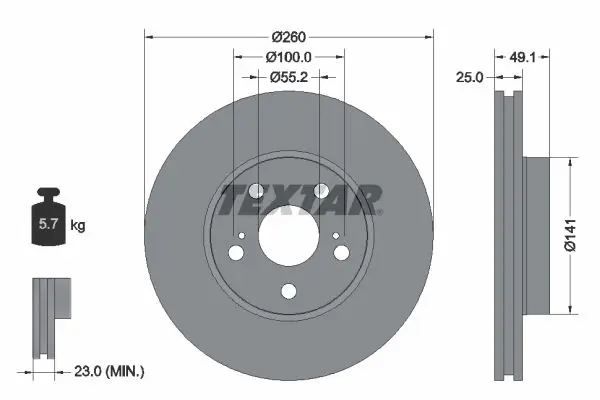 Handler.Part Brake disc TEXTAR 92096903 1