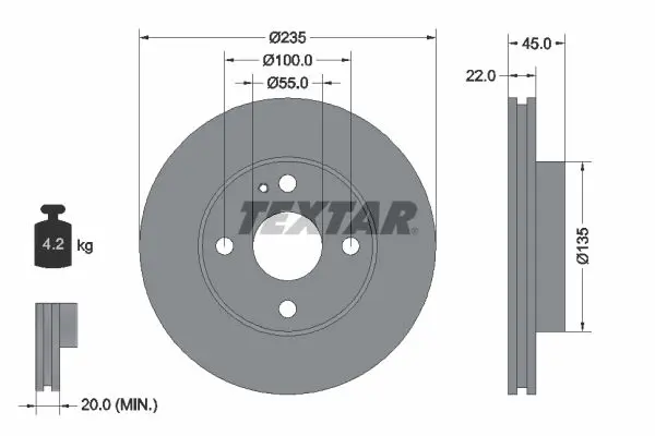 Handler.Part Brake disc TEXTAR 92071500 1