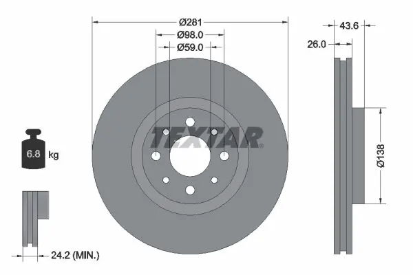 Handler.Part Brake disc TEXTAR 92107703 1