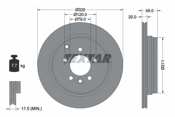 Handler.Part Brake disc TEXTAR 92147603 1