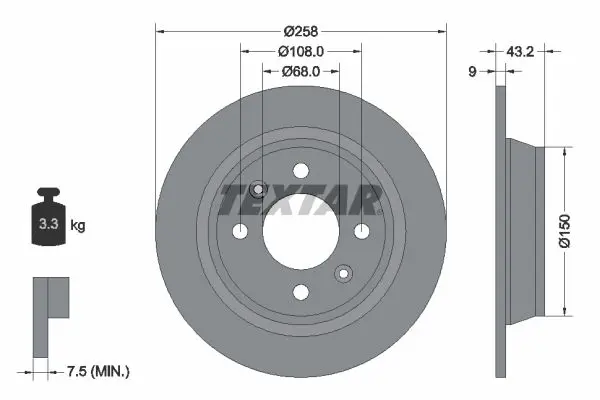 Handler.Part Brake disc TEXTAR 92048500 1