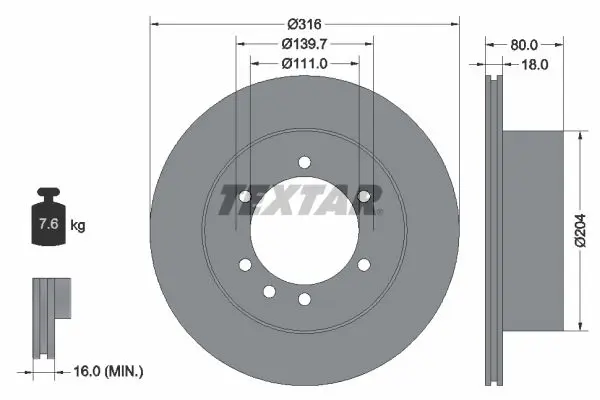 Handler.Part Brake disc TEXTAR 92129900 1