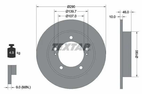 Handler.Part Brake disc TEXTAR 92036600 1