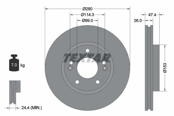 Handler.Part Brake disc TEXTAR 92271403 1