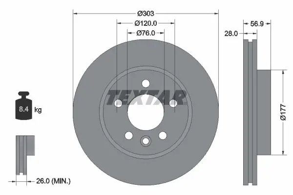 Handler.Part Brake disc TEXTAR 92228903 1