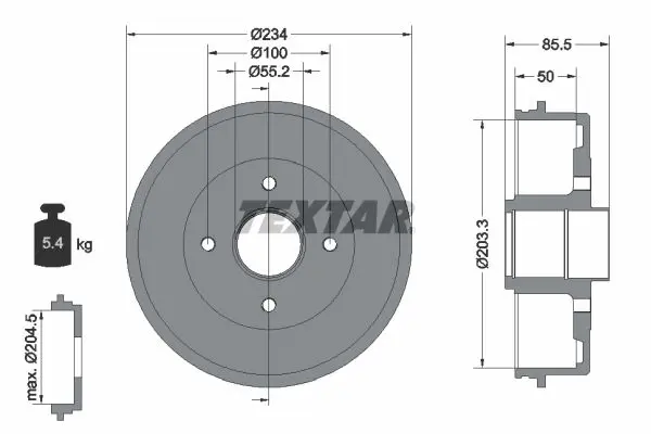 Handler.Part Brake drum TEXTAR 94019600 1