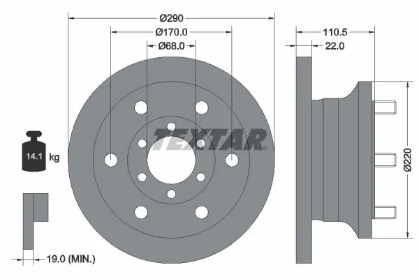 Handler.Part Brake disc TEXTAR 93095100 1