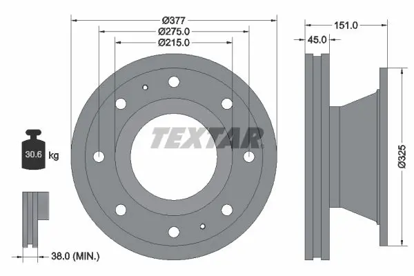 Handler.Part Brake disc TEXTAR 93127500 1