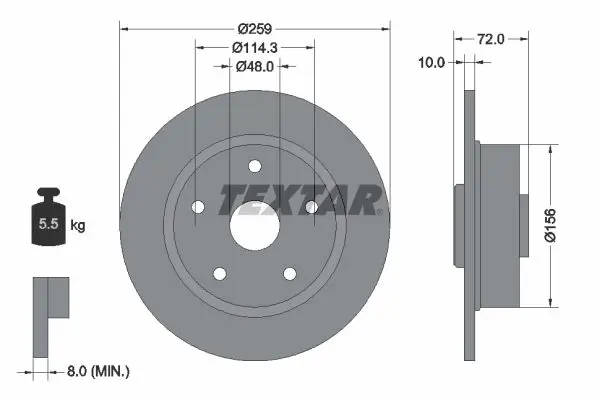 Handler.Part Brake disc TEXTAR 92078800 1