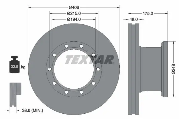 Handler.Part Brake disc TEXTAR 93067600 1