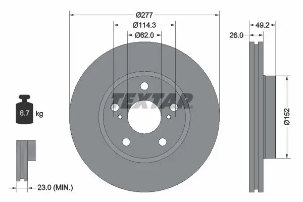 Handler.Part Brake disc TEXTAR 92257703 1