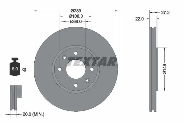 Handler.Part Brake disc TEXTAR 92059600 1