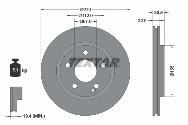 Handler.Part Brake disc TEXTAR 92124503 1