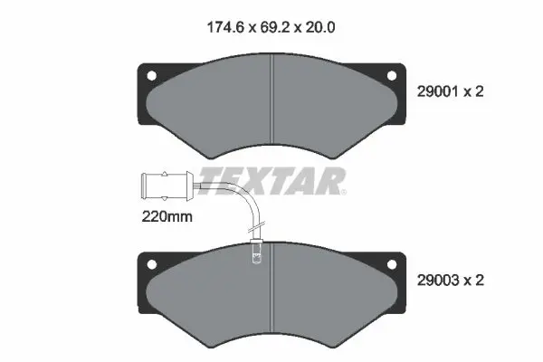 Handler.Part Brake pad set, disc brake TEXTAR 2900102 2