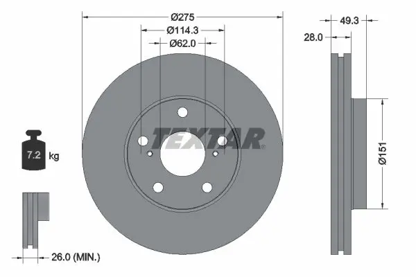 Handler.Part Brake disc TEXTAR 92077703 1