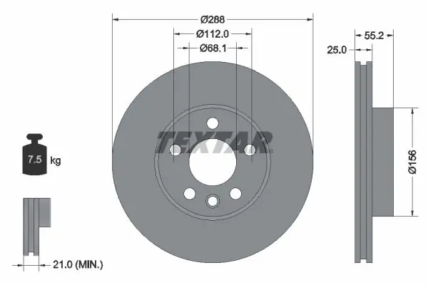 Handler.Part Brake disc TEXTAR 92074203 1