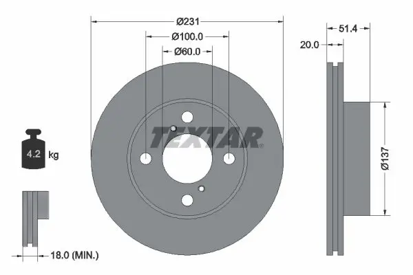 Handler.Part Brake disc TEXTAR 92204100 1