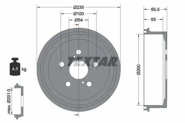 Handler.Part Brake drum TEXTAR 94021300 1