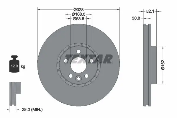 Handler.Part Brake disc TEXTAR 92196305 1