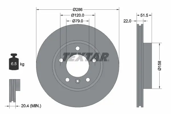 Handler.Part Brake disc TEXTAR 92055600 1