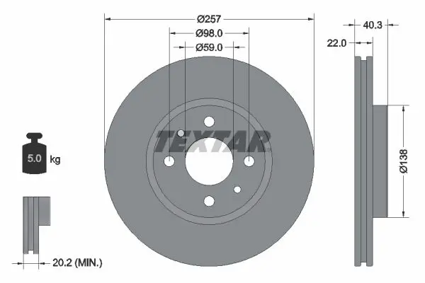 Handler.Part Brake disc TEXTAR 92069603 1