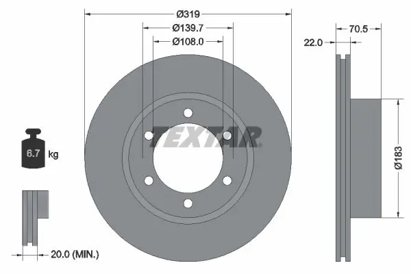 Handler.Part Brake disc TEXTAR 92093300 1