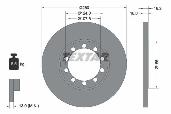 Handler.Part Brake disc TEXTAR 92152003 1