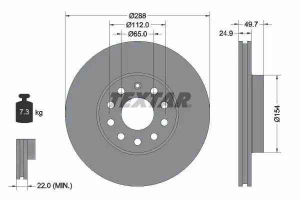 Handler.Part Brake disc TEXTAR 92120800 1