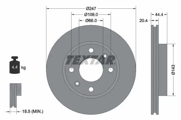 Handler.Part Brake disc TEXTAR 92033800 1