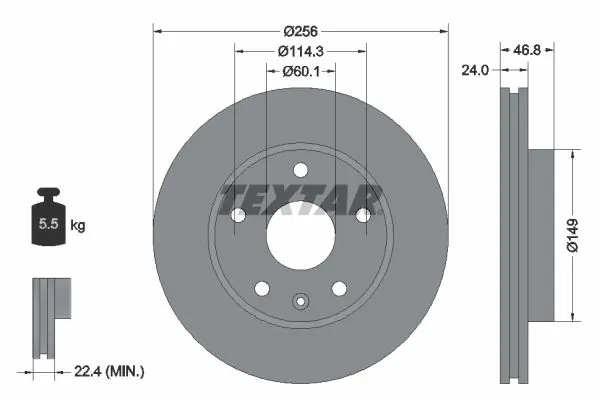 Handler.Part Brake disc TEXTAR 92155600 1