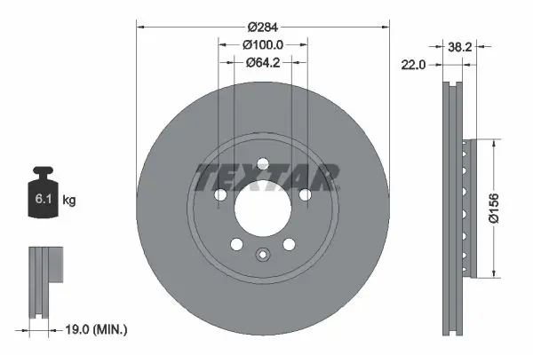 Handler.Part Brake disc TEXTAR 92103400 1