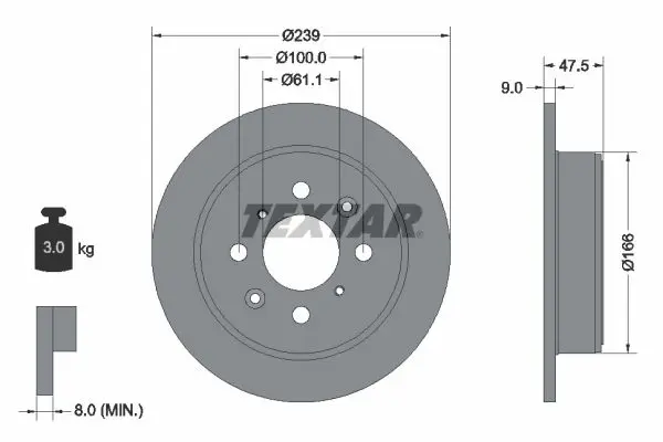 Handler.Part Brake disc TEXTAR 92077903 1