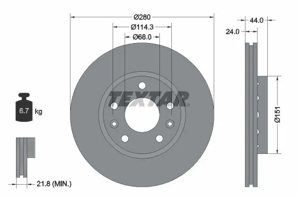 Handler.Part Brake disc TEXTAR 92195503 1